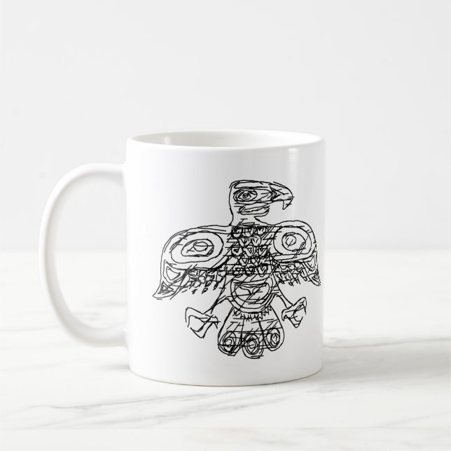  stylized doodle of native american bird  coffee mug (Left)