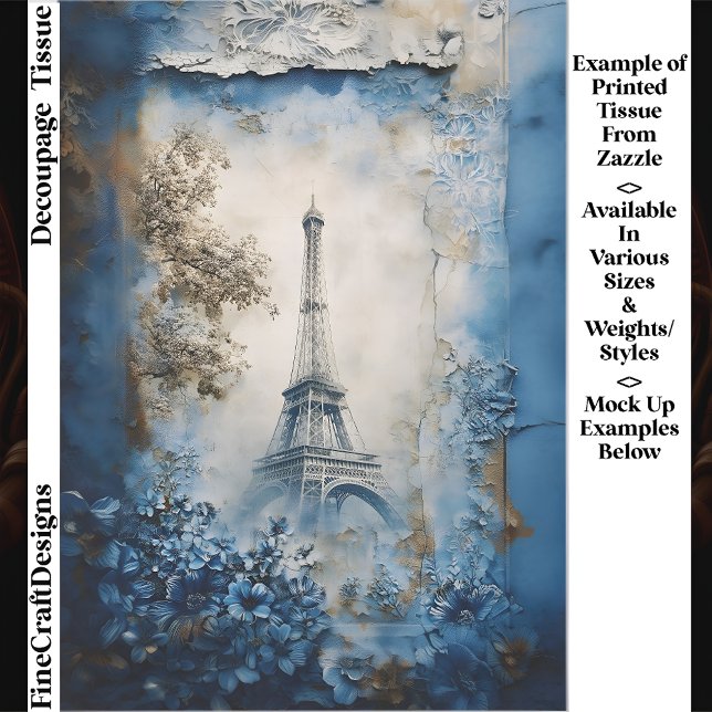 Stylized Eiffel Tower Paris Collage FE1 Decoupage Tissue Paper (Creator Uploaded)