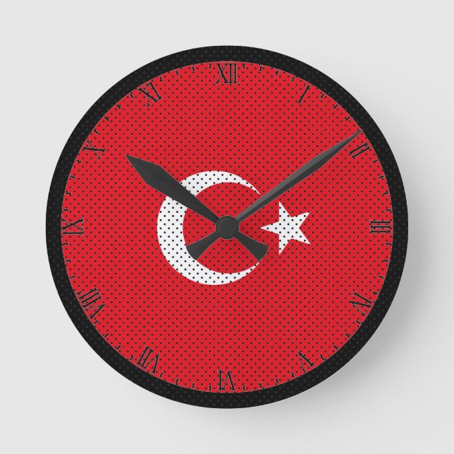 Stylized Flag of Turkey Round Clock (Front)
