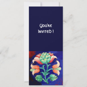 STYLIZED FLOWER/PINK RED GREEN ORANGE BLUE FLORAL INVITATION