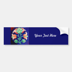STYLIZED FLOWER/ RED PINK GREEN BLUE FLORAL BUMPER STICKER