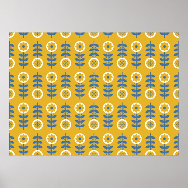 Stylized flower seamless pattern. Scandinavian sty Poster (Front)