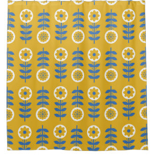 Stylized flower seamless pattern. Scandinavian sty Shower Curtain
