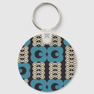 Stylized Flowers: Modern Vintage Geometric. Key Ring