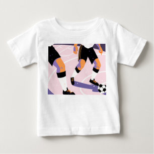 Stylized Football Players Dribbling a Soccer Ball Baby T-Shirt