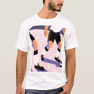 Stylized Football Players Dribbling a Soccer Ball T-Shirt
