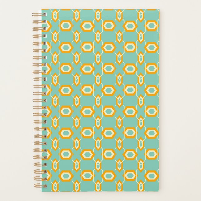 Stylized geometric pattern in bold orange hexagon planner (Front)