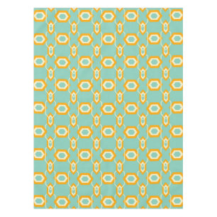 Stylized geometric pattern in bold orange hexagon tablecloth