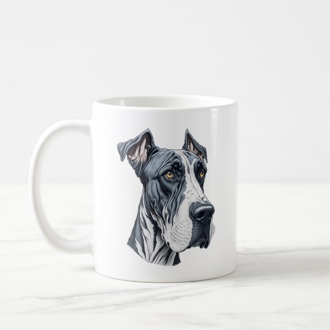 Stylized Great Dane Head Coffee Mug (Left)