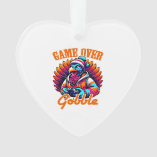 Stylized Hoodie Turkey Gamer with Distressed Orang Ornament