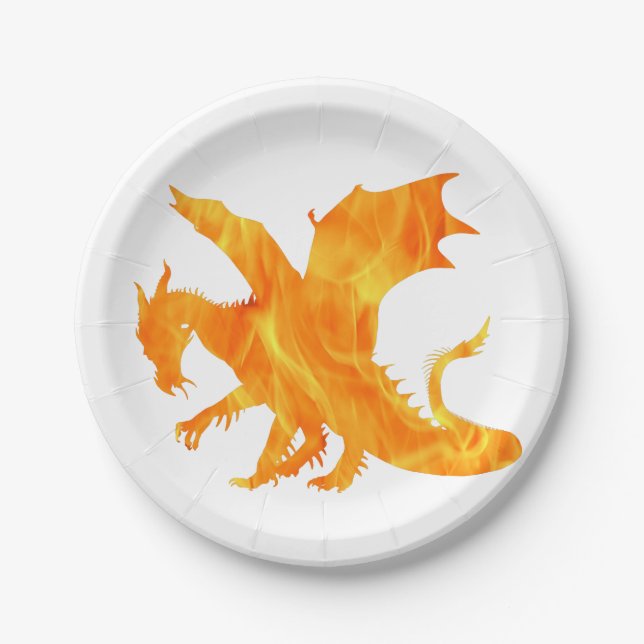 Stylized image of Dragon in flame Paper Plate (Front)