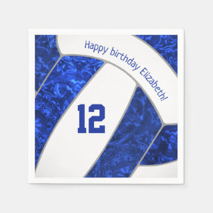 stylized light blue black girls volleyball sports  napkin
