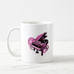 Stylized Line Art Pink Piano Coffee Mug
