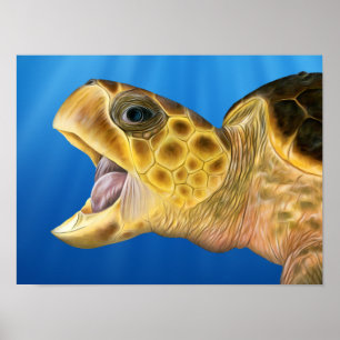 Stylized Loggerhead Open Mouth Poster