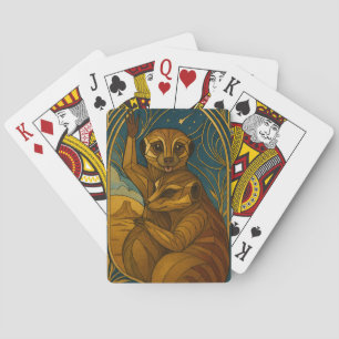 Stylized Meerkat Pair Under Starry Sky Playing Cards