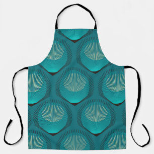 Stylized Peacock Feathers Blue Tile Apron