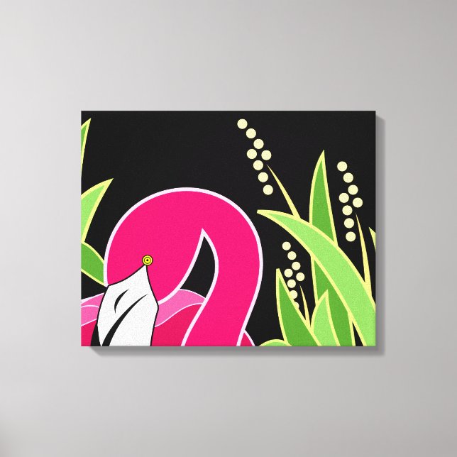Stylized Pink Flamingo Canvas Print (Front)