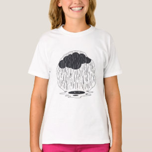 Stylized Rain Cloud with Falling Rain and Puddle T-Shirt