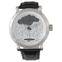 Stylized Rain Cloud with Falling Rain and Puddle