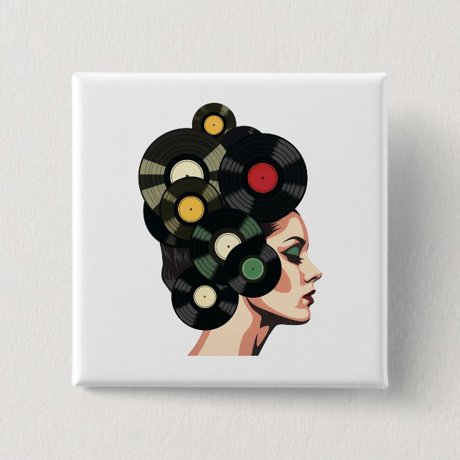 Stylized Retro Vinyl Record Poster Art 15 Cm Square Badge (Front)