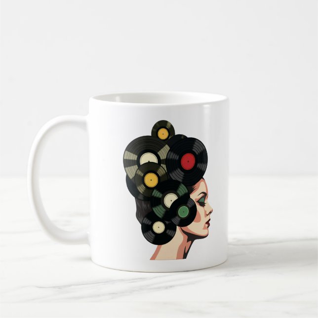Stylized Retro Vinyl Record Poster Art Coffee Mug (Left)