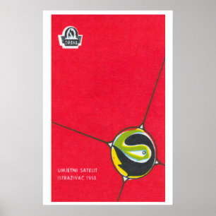 Stylized Satellite Yugoslavia Mid-Century Matchbox Poster