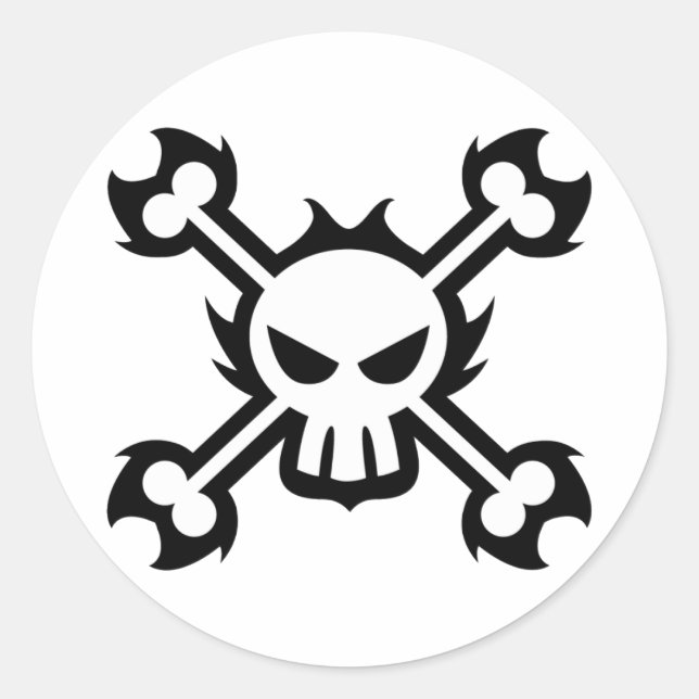 Stylized Skull Icon Sticker in White (Front)
