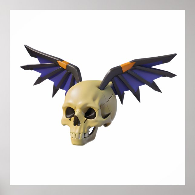 Stylized Skull with Angular Colorful Wings Poster (Front)