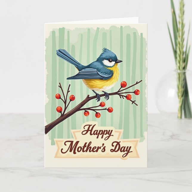 Stylized Songbird Mothers Day Card (Front)