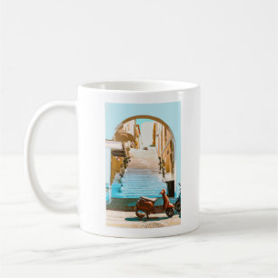 Stylized Summer Coastal Staircase Architecture Coffee Mug