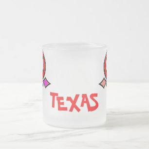 Stylized Texas Longhorn Frosted Glass Mug