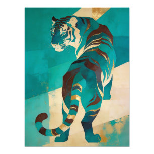 Stylized Tiger with Gold Accents Photo Print
