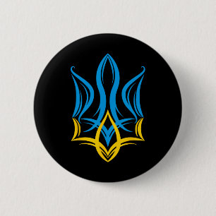 Stylized Ukrainian Coat Of Arms  6 Cm Round Badge