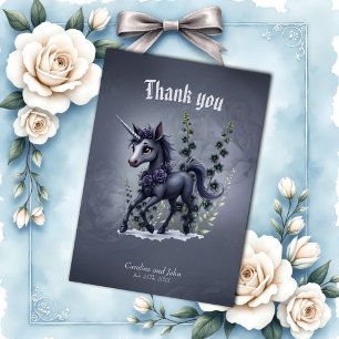 Stylized unicorn in floral splendor. thank you card