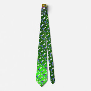 STYLIZED WHITE GREEN BLUE GOLFER ,GOLF PLAYERS TIE