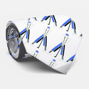 STYLIZED WHITE GREY BLUE GOLFER ,GOLF PLAYERS TIE