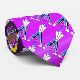 STYLIZED WHITE PURPLE BLUE GOLFER ,GOLF PLAYERS TIE