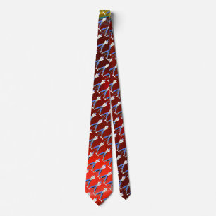 STYLIZED WHITE RED BLUE GOLFER ,GOLF PLAYERS TIE