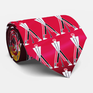 STYLIZED WHITE RED BURGUNDY GOLFER ,GOLF PLAYERS TIE
