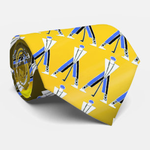 STYLIZED WHITE YELLOW BLUE GOLFER ,GOLF PLAYERS TIE
