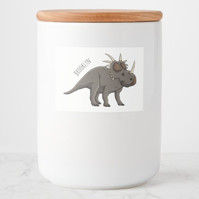 Styracosaurus cartoon illustration food label (Front)