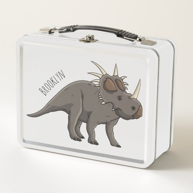 Styracosaurus cartoon illustration  metal lunch box (Front)
