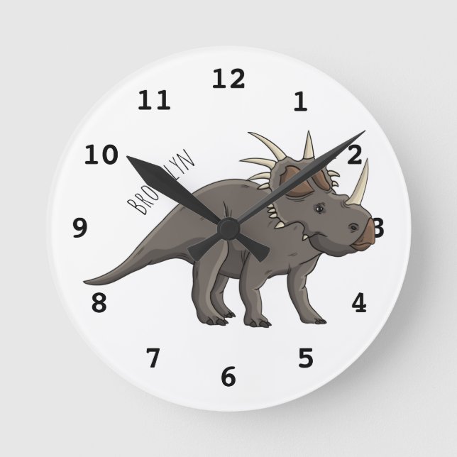 Styracosaurus cartoon illustration  round clock (Front)