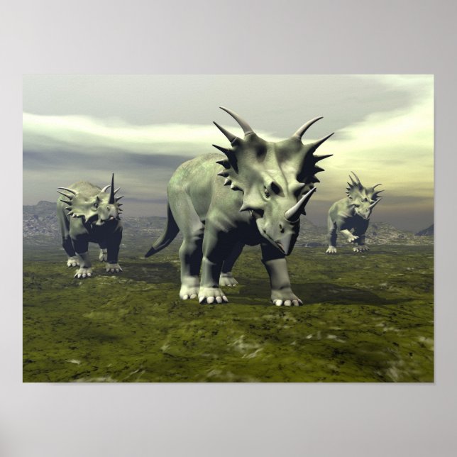 Styracosaurus dinosaurs - 3D render Poster (Front)