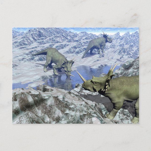 Styracosaurus near water- 3D render Postcard (Front)