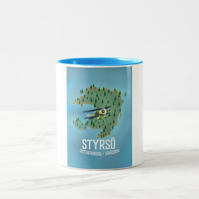 Styrsö, sweden travel poster. Two-Tone coffee mug (Center)