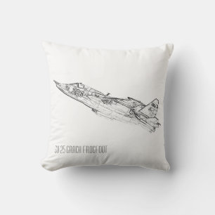 SU 25 Grach Soviet Frogfoot Plane Sketch Cushion