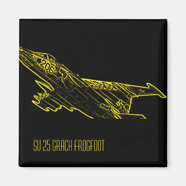 SU 25 Grach Soviet Frogfoot Plane Sketch Magnet (Front)