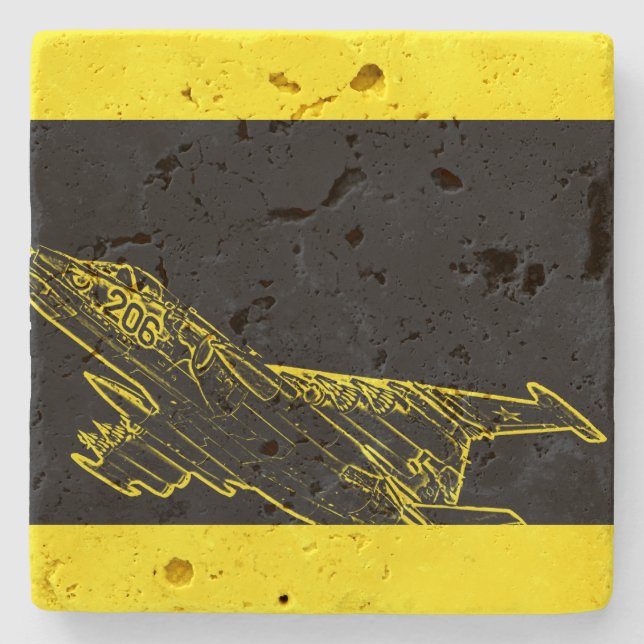 SU 25 Grach Soviet Frogfoot Plane Sketch  Stone Coaster (Front)