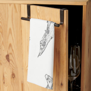 SU 25 Grach Soviet Frogfoot Plane Sketch Tea Towel